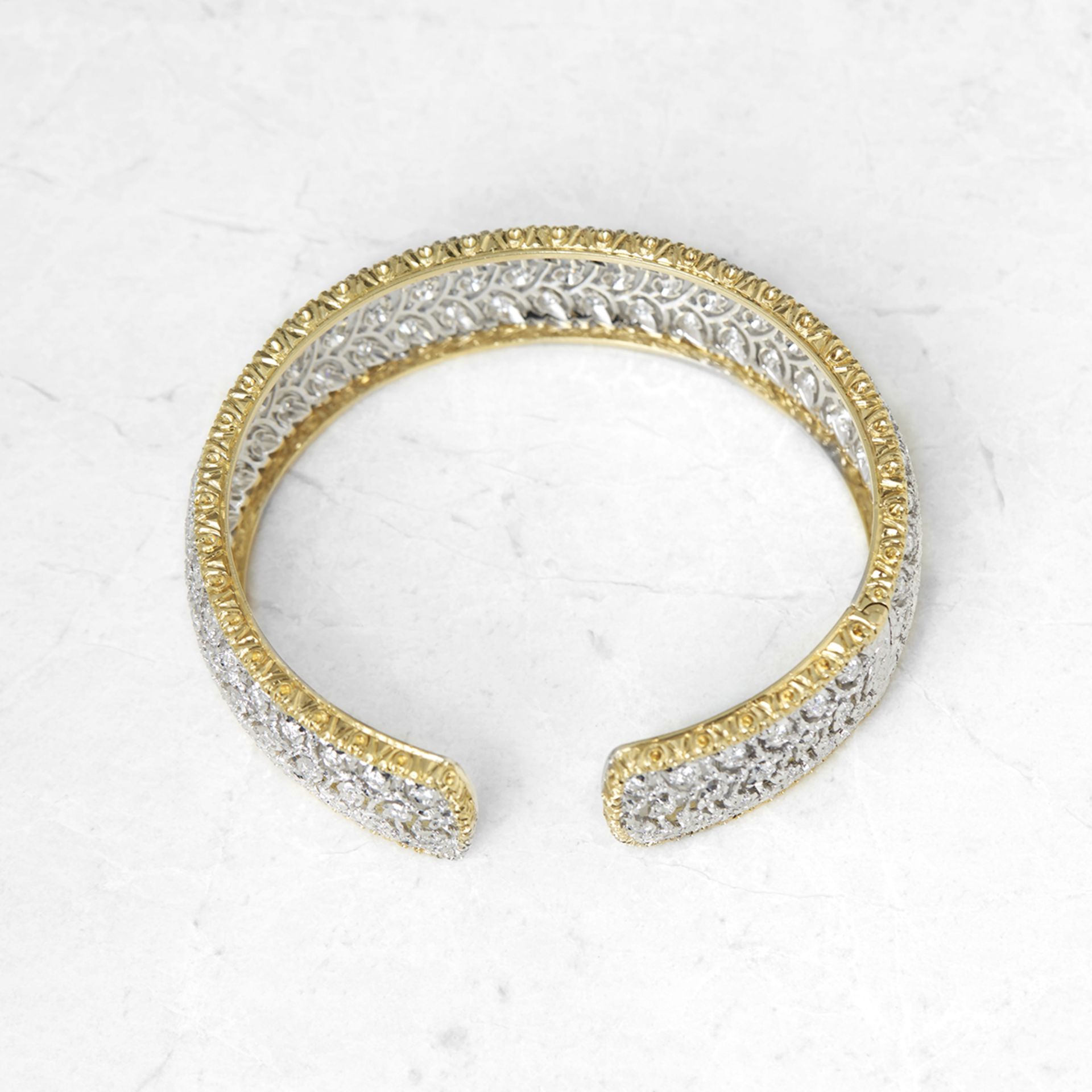 Buccellati 18k White & Yellow Gold 5.00ct Diamond Cuff Bracelet - Bild 8 aus 8