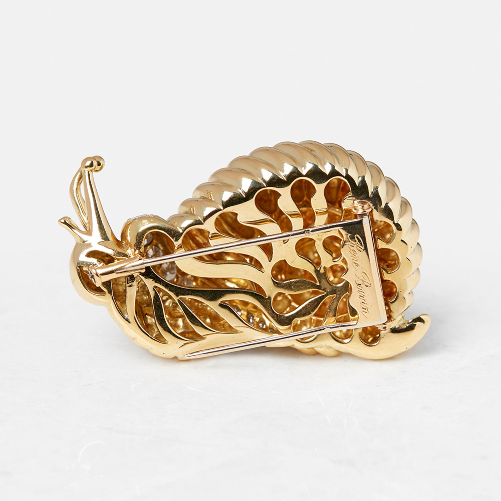 Rene Boivin 18k Yellow Gold Diamond Snail Brooch - Image 2 of 8