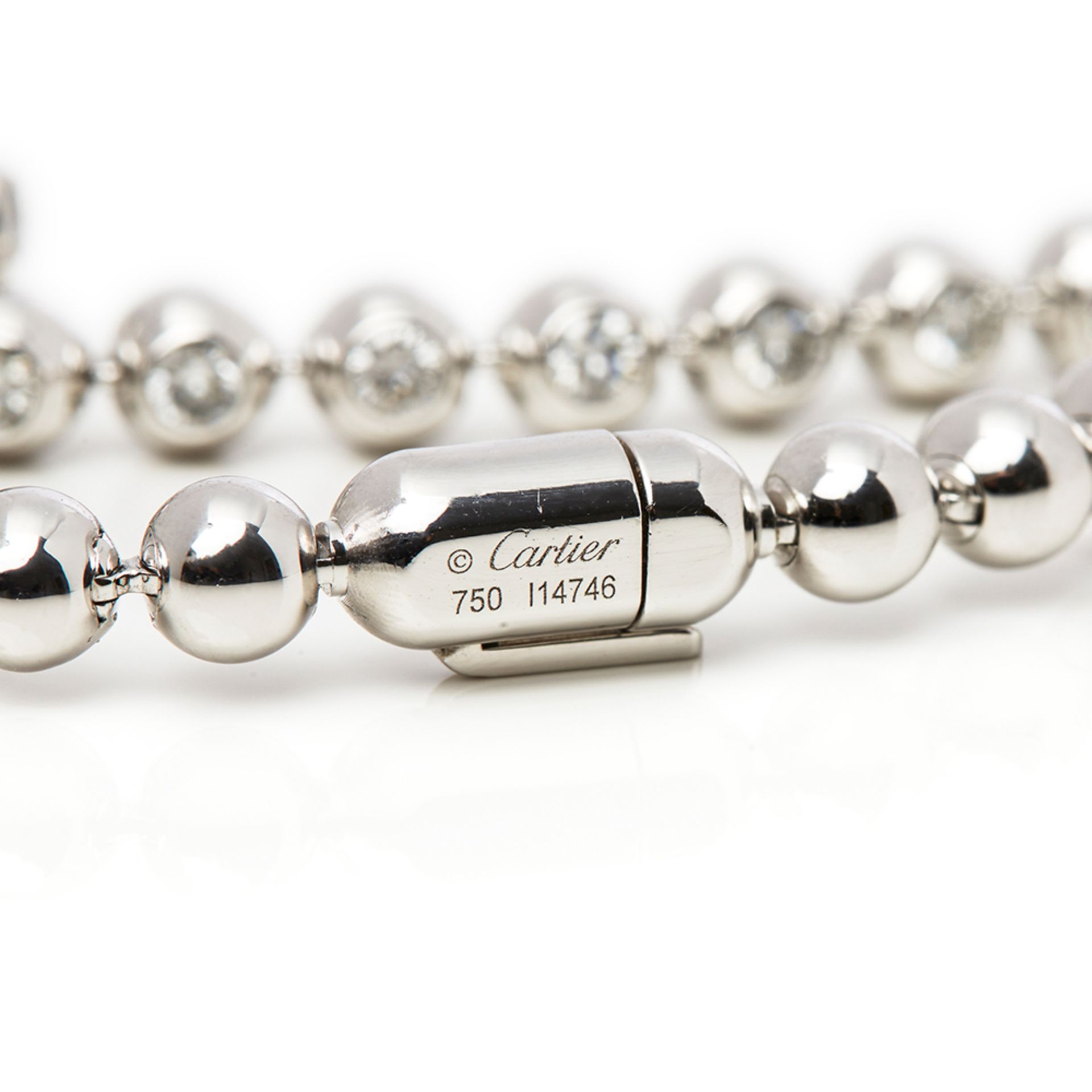 Cartier 18k White Gold Perles de Diamants Bracelet - Image 7 of 8