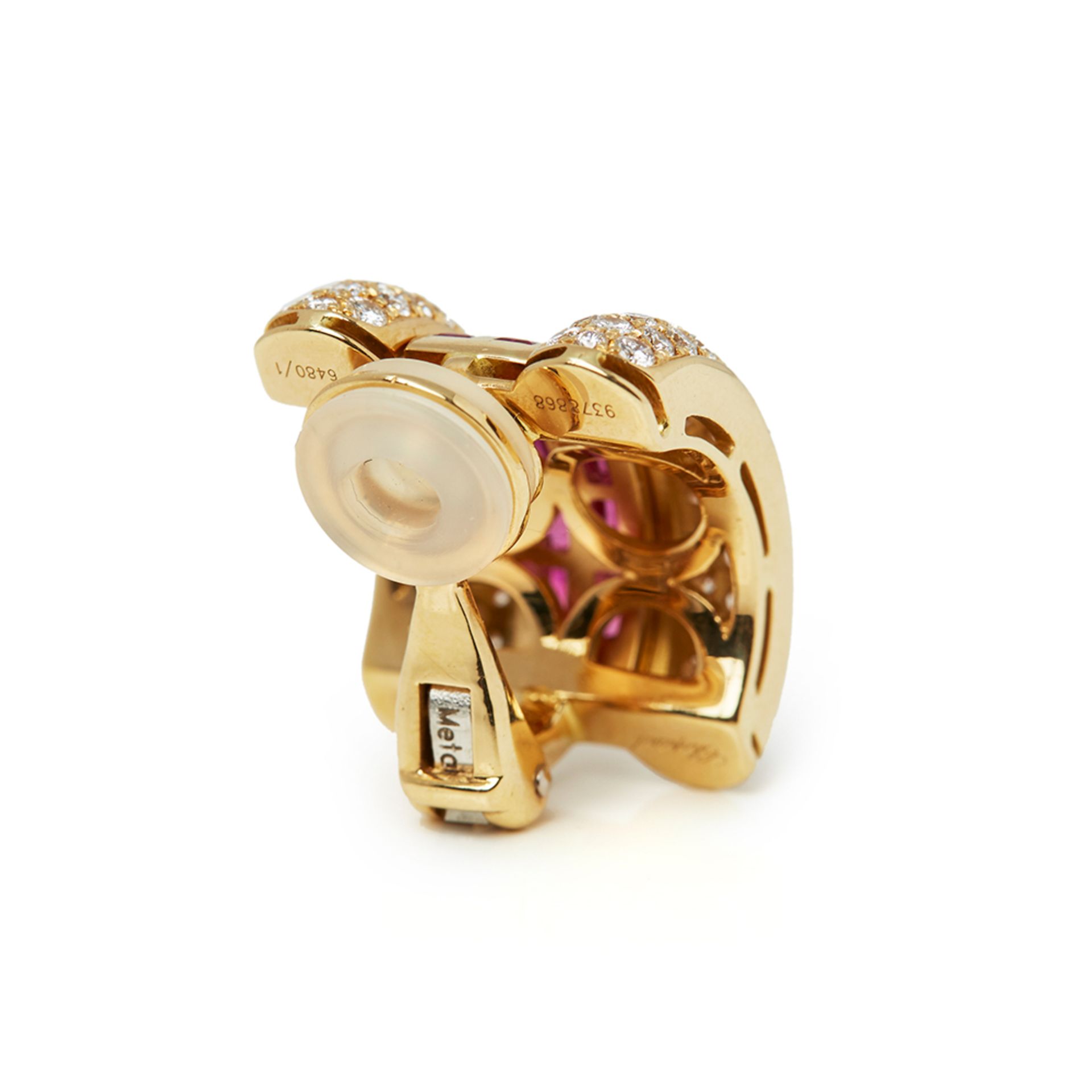 Chopard 18k Yellow Gold Ruby & Diamond La Strada Earrings - Bild 5 aus 9