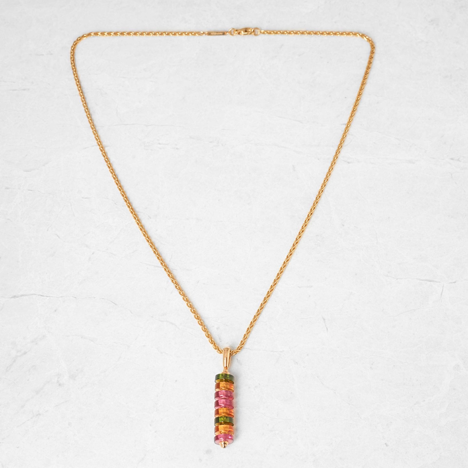 Garrard 18k Yellow Gold Multi-Gem Jade Jagger Limited Edition Tablet Necklace - Bild 6 aus 10