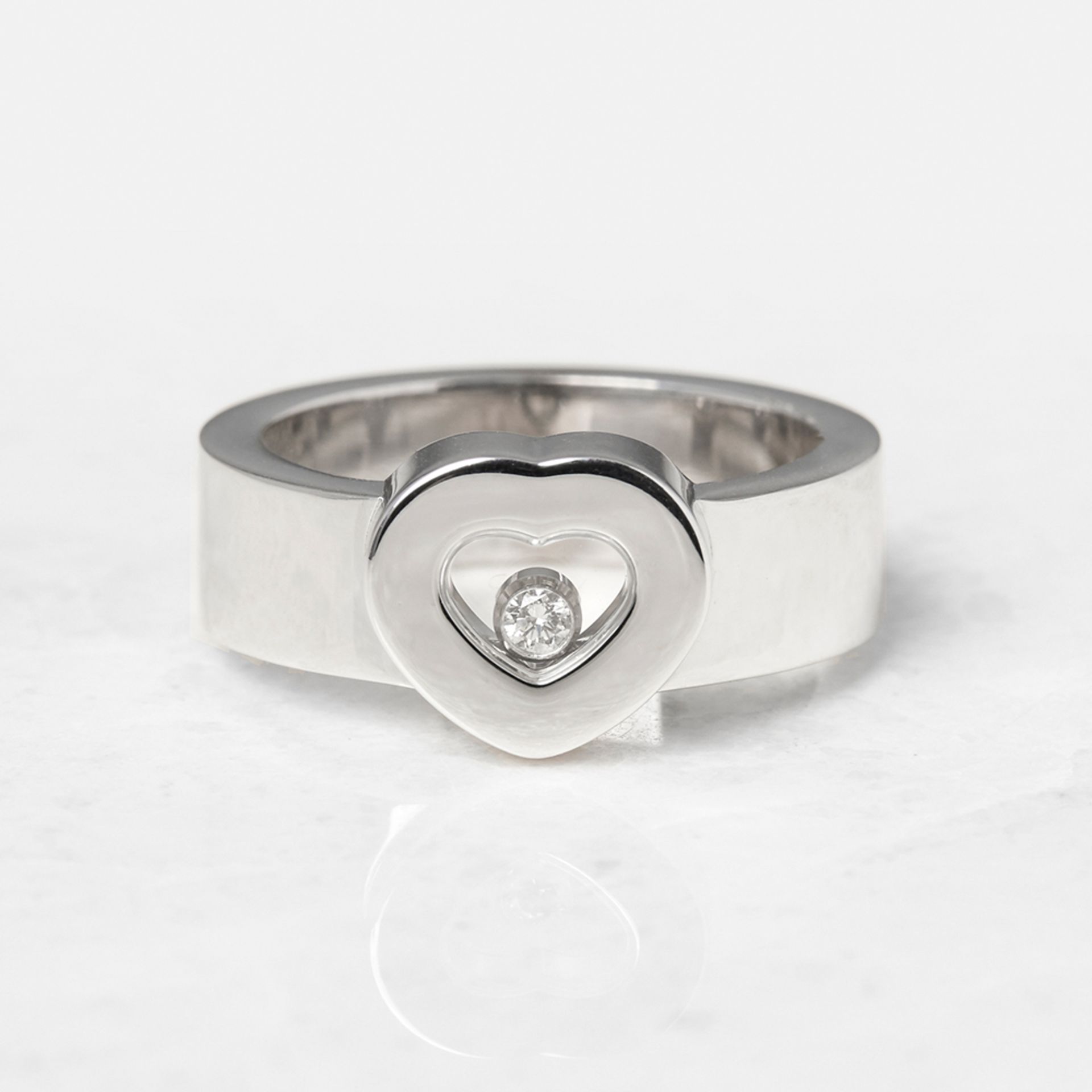 Chopard 18k White Gold Heart Happy Diamonds Ring Size M - Image 3 of 5