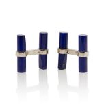 Cartier 18k White Gold Lapis Lazuli Baton Cufflinks