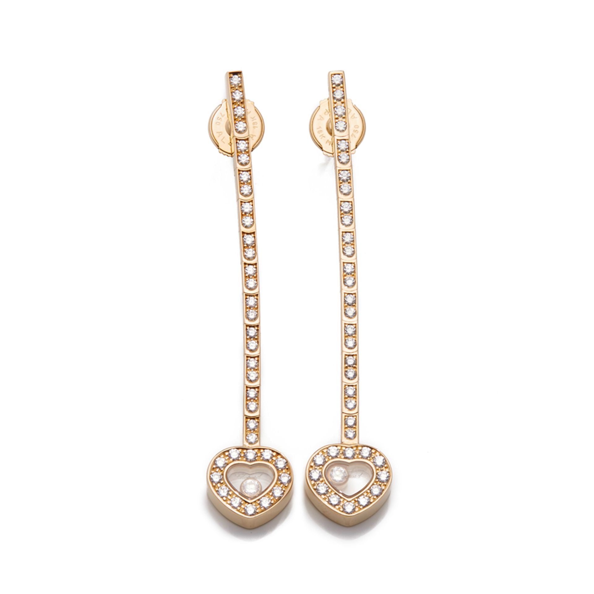 Chopard 18k Yellow Gold Happy Diamonds Long Drop Earrings