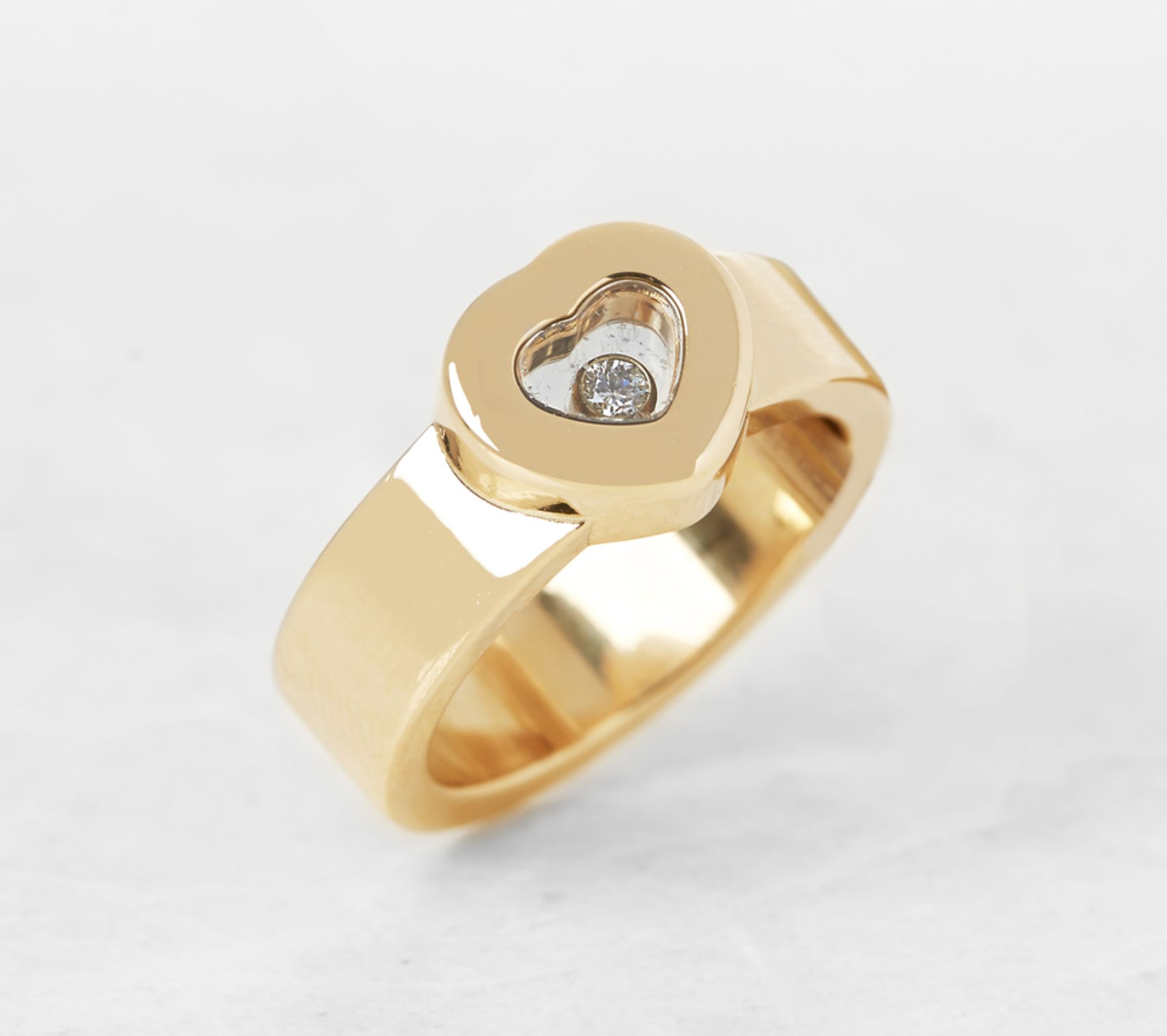 Chopard 18k Yellow Gold Heart Happy Diamonds Ring Size M.5