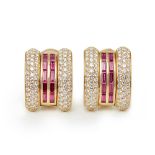 Chopard 18k Yellow Gold Ruby & Diamond La Strada Earrings