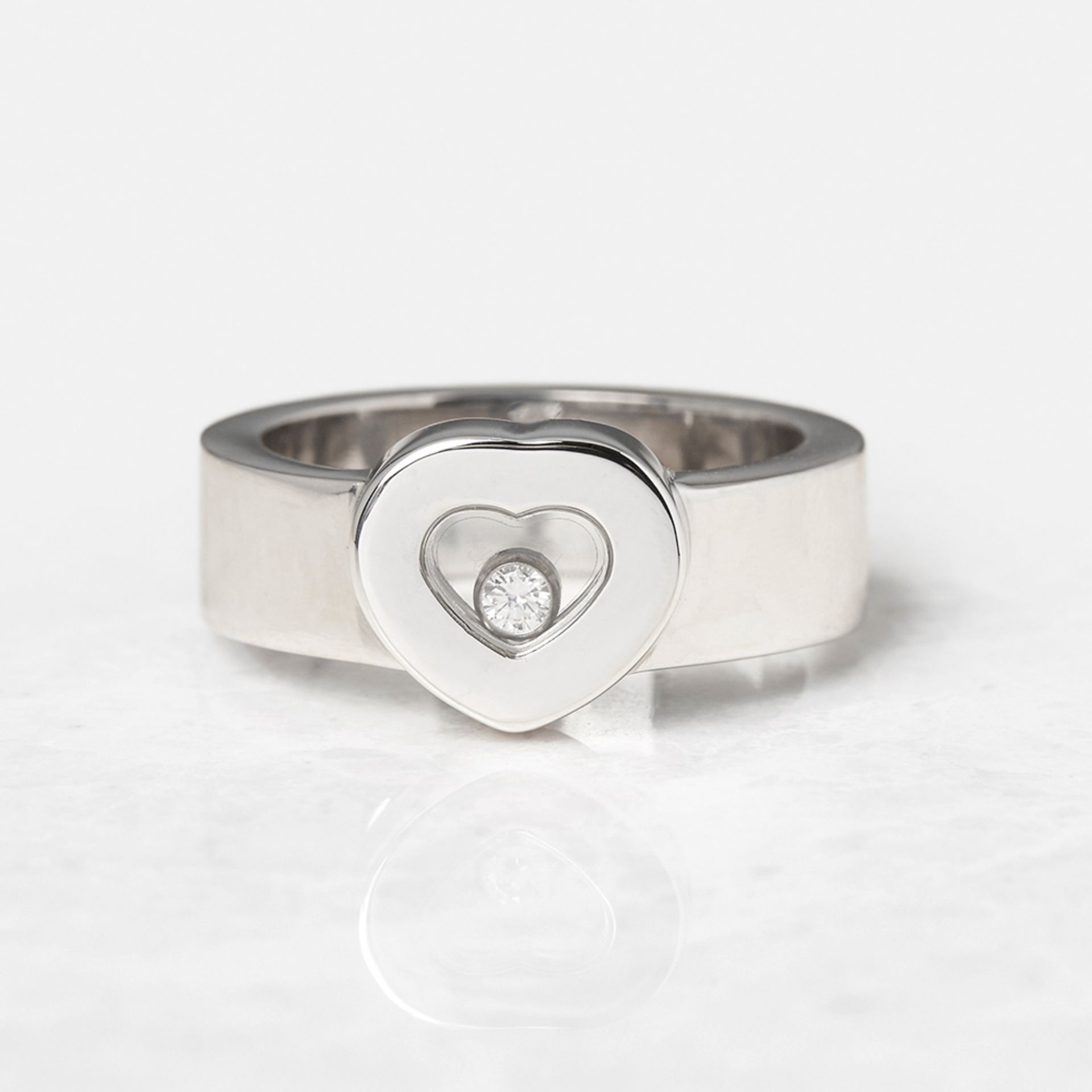 Chopard 18k White Gold Heart Happy Diamonds Ring Size M.5 - Image 3 of 7