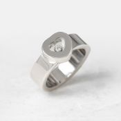 Chopard 18k White Gold Heart Happy Diamonds Ring Size M.5