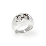 Bulgari 18k White Gold Diamond Doppio Cuore Ring