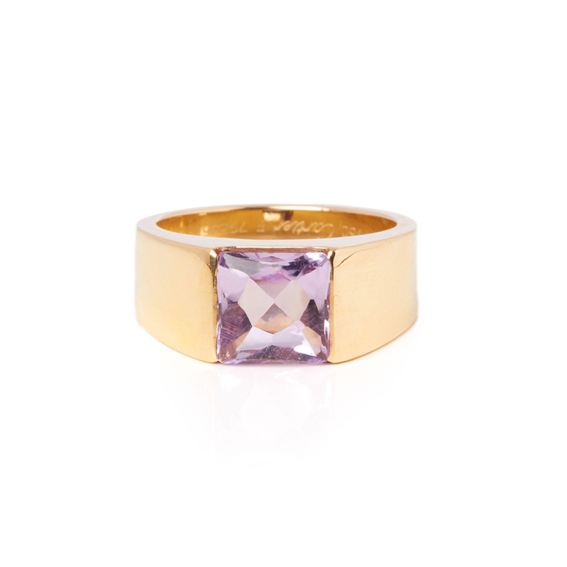 Cartier 18k Yellow Gold Amethyst Tank Ring - Image 2 of 6