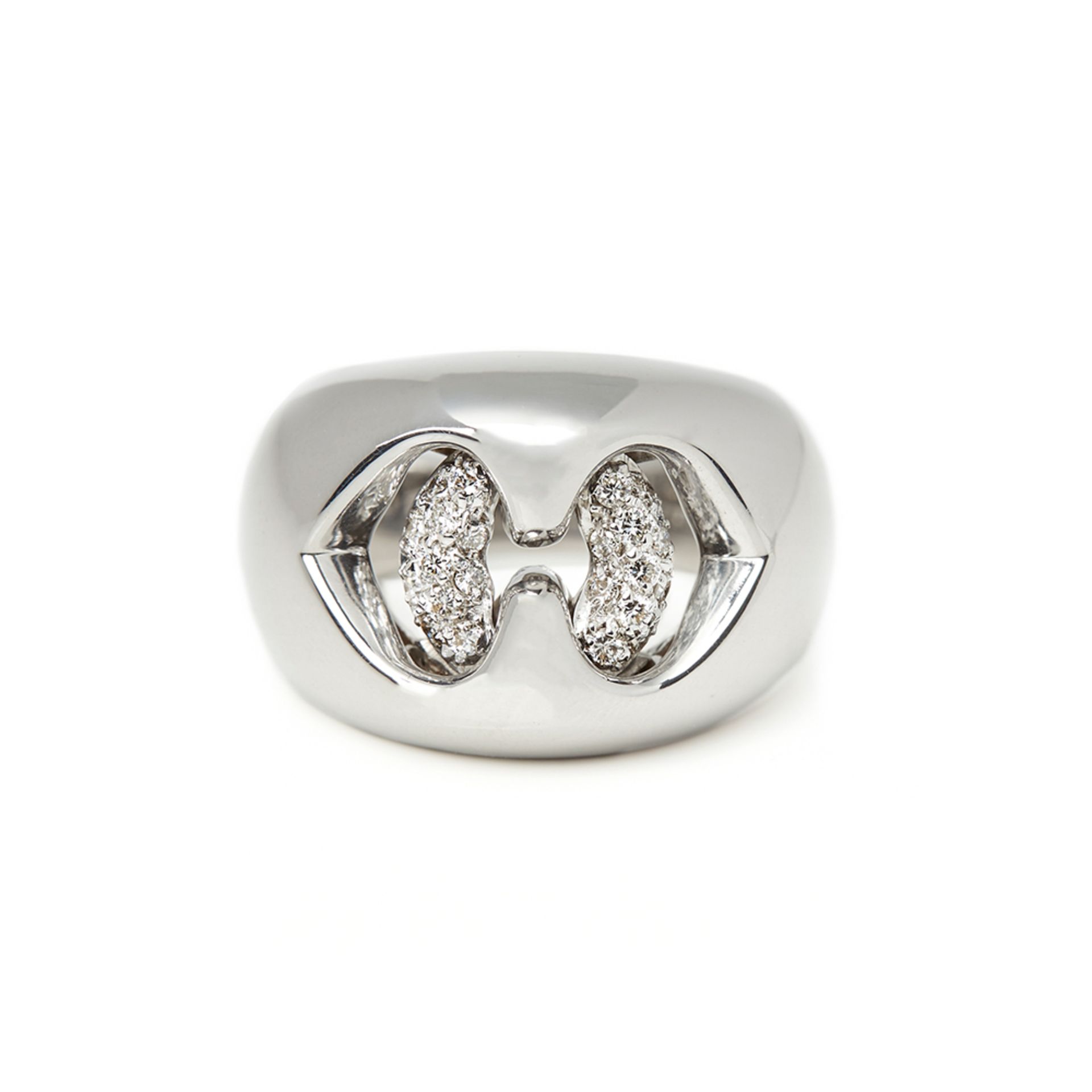 Bulgari 18k White Gold Diamond Doppio Cuore Ring - Image 2 of 8