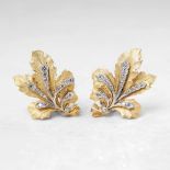 Buccellati 18k Yellow Gold 0.50ct Diamond Leaf Design Earrings