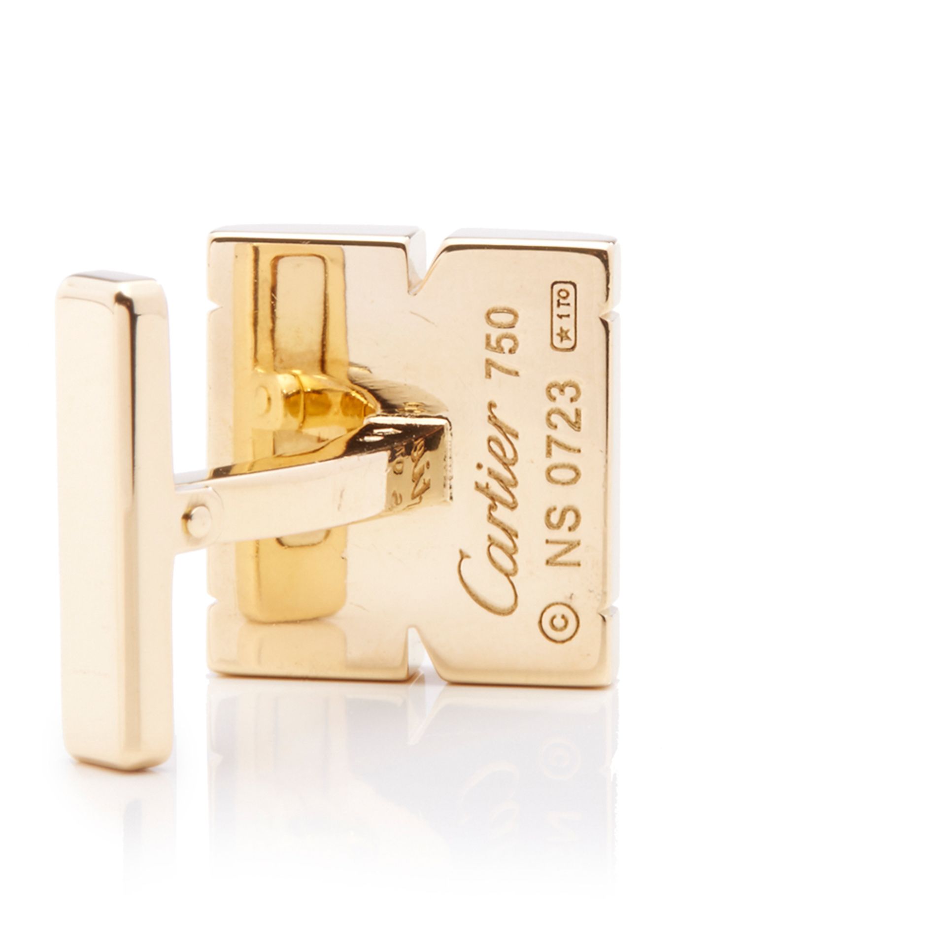 Cartier 18k Yellow Gold Diamond Tank Francaise Cufflinks - Image 7 of 8