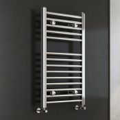 (S4) 800x450mm - 25mm Tubes - Chrome Heated Straight Rail Ladder Towel Radiator.This premium range