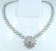 IGI Certified 14 K/ 585 White Gold 22.59 ct. Alexandrite and 14.52 ct. Diamond Necklace