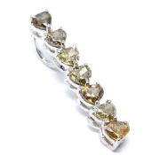 14 K /585 White Gold Designer Heart Shape Fancy Diamond Pendant Necklace
