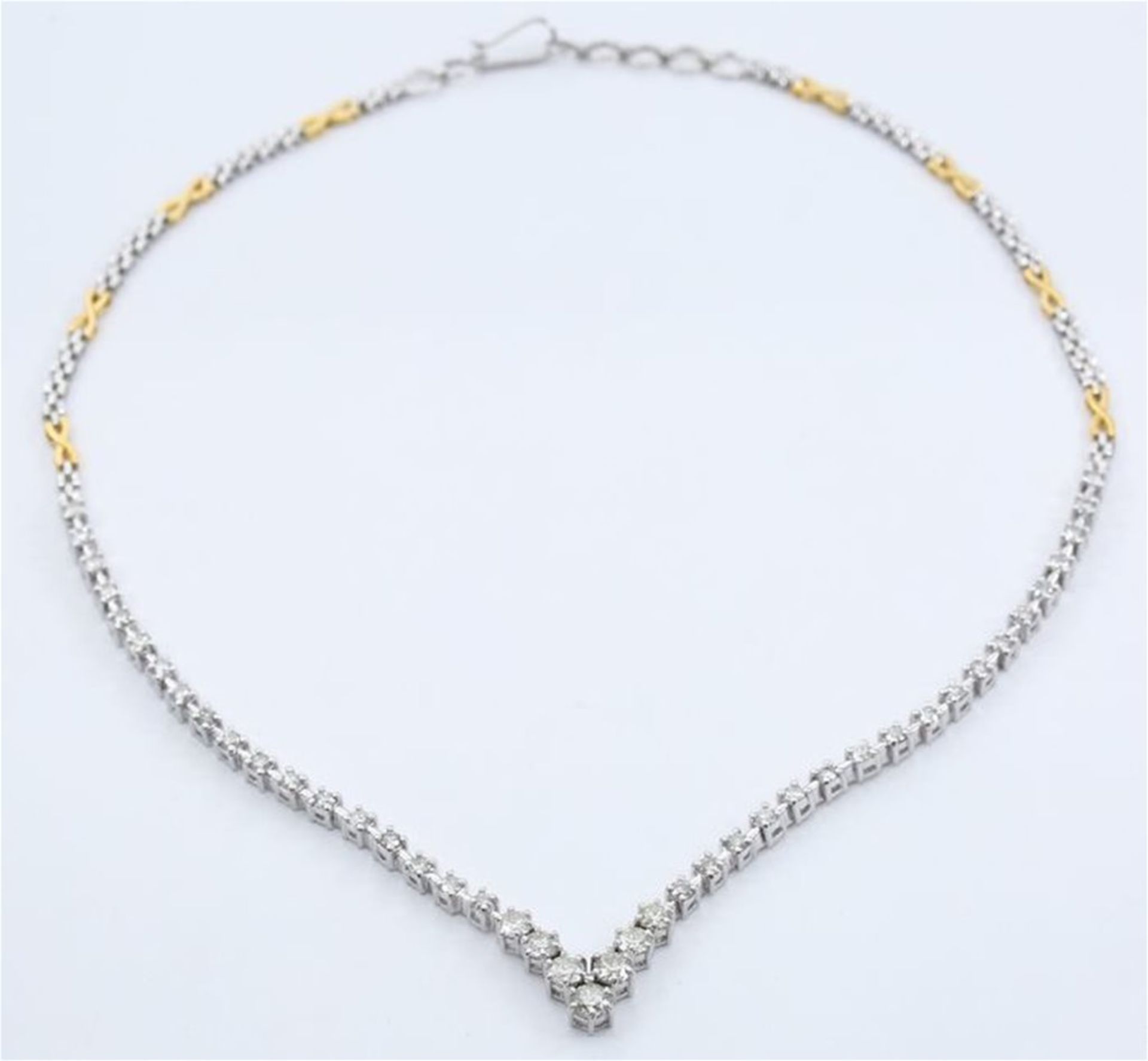IGI Certified 14 K /585 stamped White and Yellow Gold Solitaire Diamond String Necklace - Image 2 of 10