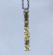 14 K / 585 White Gold Designer Fancy Color Diamond Pendant Necklace