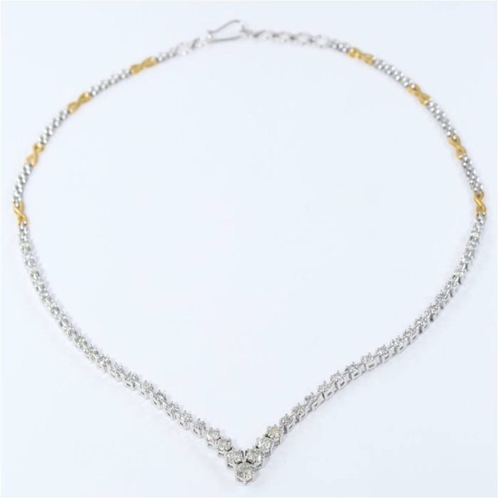 IGI Certified 14 K /585 stamped White and Yellow Gold Solitaire Diamond String Necklace - Image 4 of 10