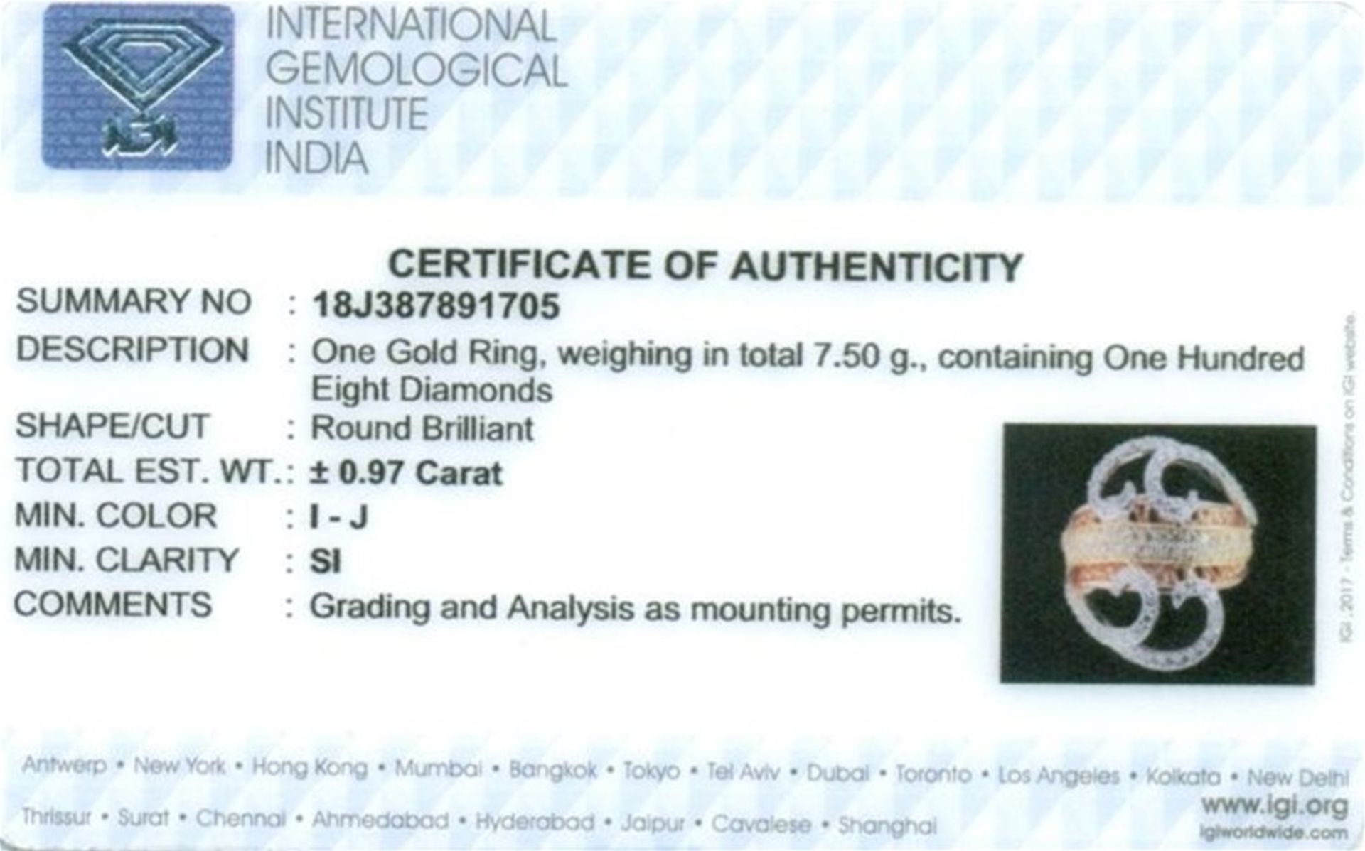 IGI Certified 18 K/750 Designer Diamond Ring - Image 10 of 10