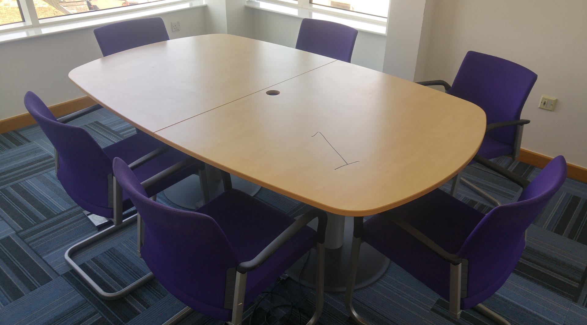 1 x Conference Table with Round Ends + 6 Chairs
