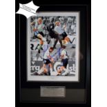PAUL GASCOIGNE Autographed Framed Photo Montage "Gazza Conquers Tartan Army at Euro 96"