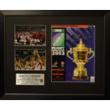 Official Programme for RUGBY WORLD CUP FINAL 2003 signed by MARTIN JOHNSON, England Captain
