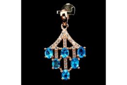 A Very Unusual Natural Blue Apetite Gemstone Pendant. Set with 6 Natural Apetite gemstones