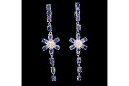 A Truly Amazing AGI Certified £9,250.00 Pair of Natural Tanzanite Gemstone Earrings