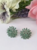 AGI Certified - Natural Emerald Gemstone Earrings - Set with 70 Oval cut Natural Emeralds.