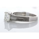 18ct White Gold Single Stone Claw Set Princess Cut With Stone Set Shoulders Diamond Ring 1.00 (1.35)