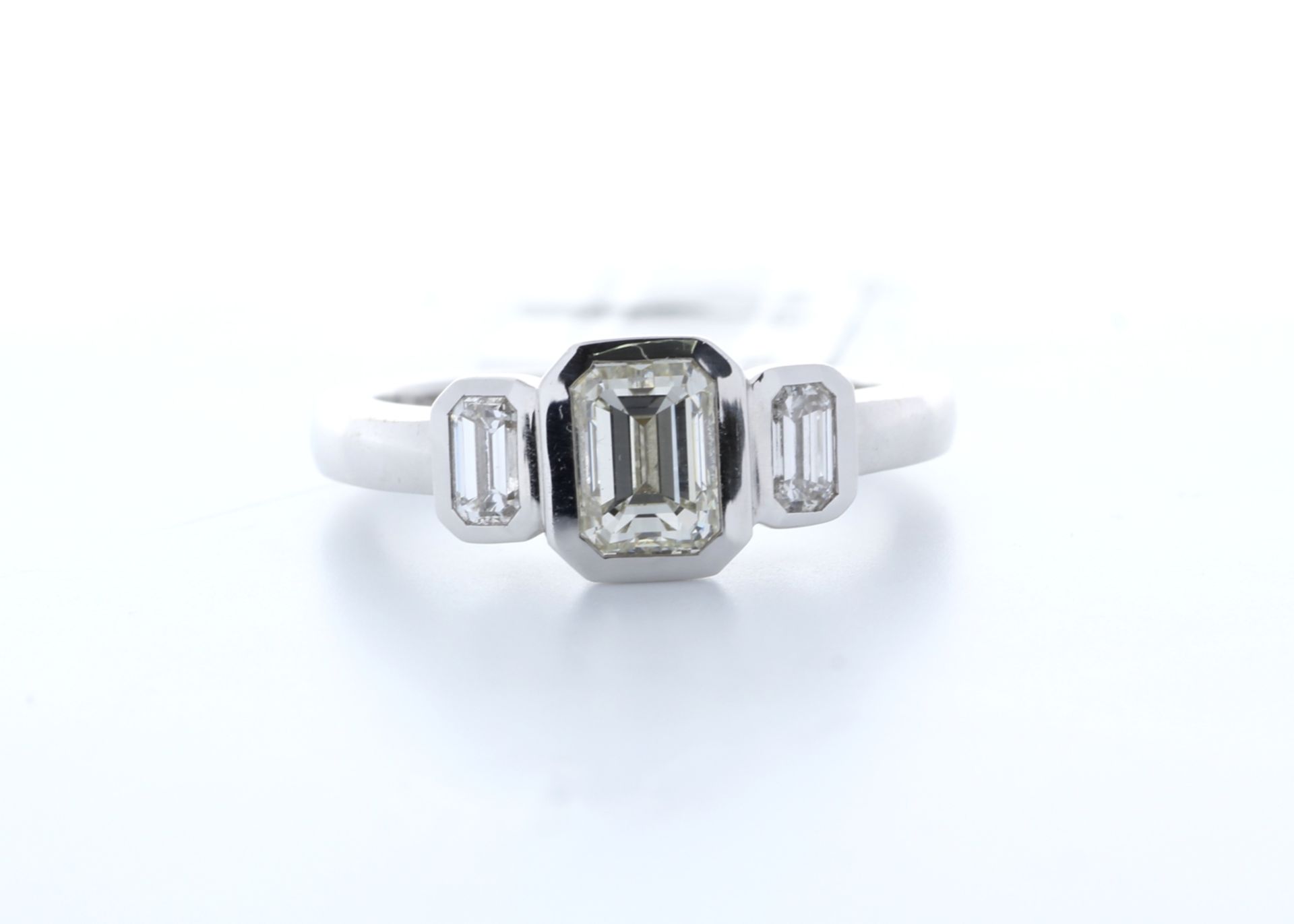 18ct White Gold Three Stone Rub Over Set Diamond Ring 1.50 - Image 2 of 2