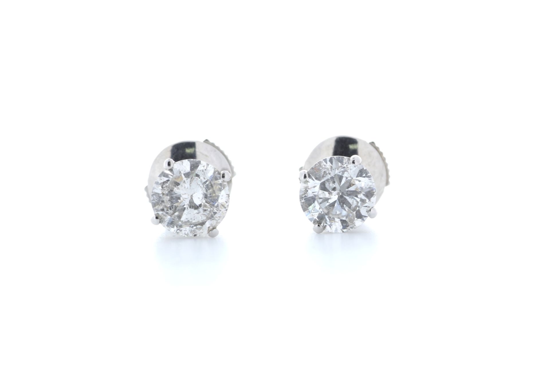 18ct White Gold Single Stone Claw Set Diamond Earring 1.81