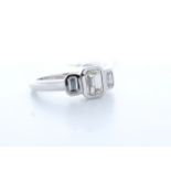 18ct White Gold Three Stone Rub Over Set Diamond Ring 1.50