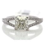 18ct White Gold Single Stone Prong Set Princess Cut With Stone Set Shoulders Diamond Ring 1.50