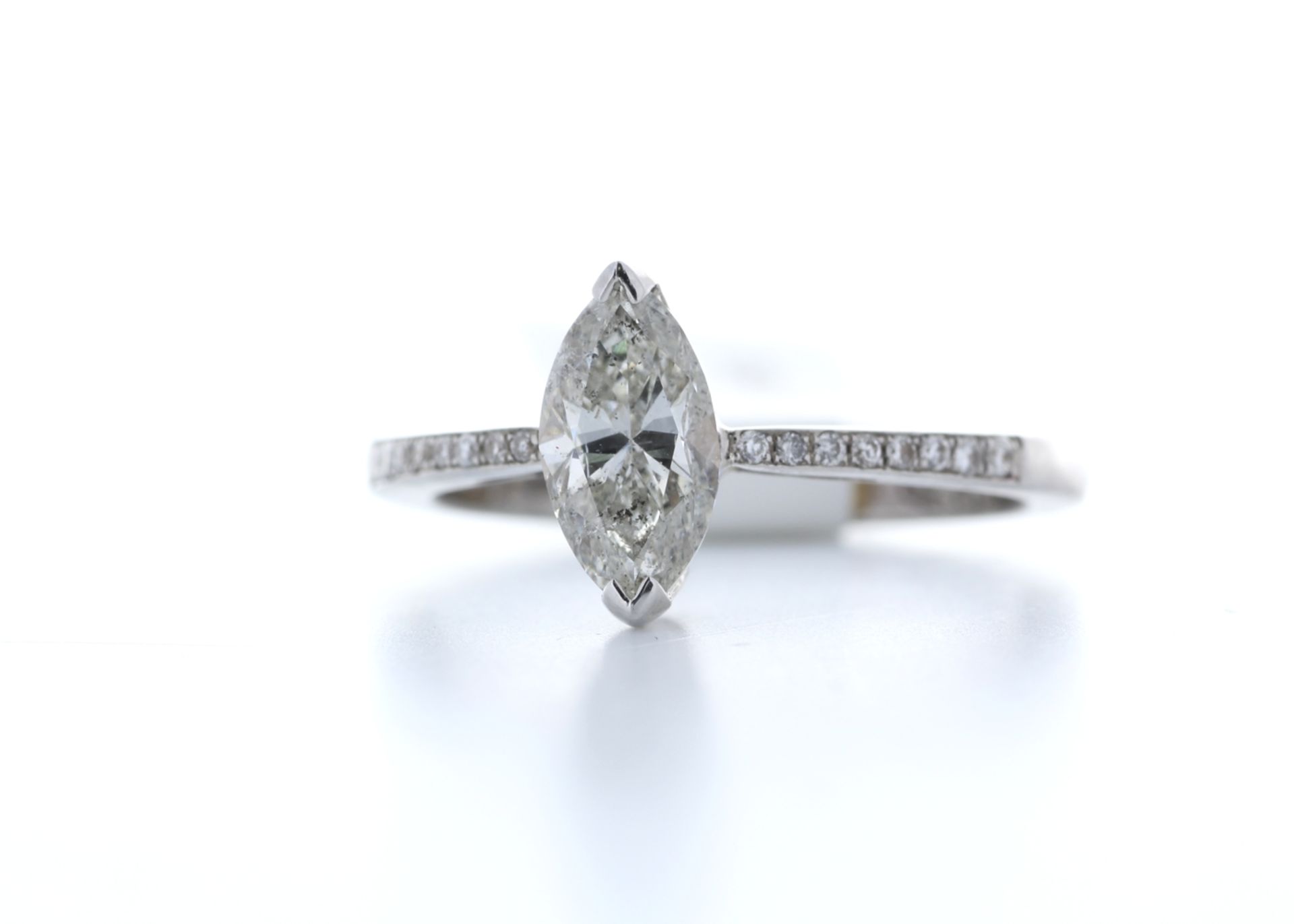 18ct White Gold Single Stone Marquise Cut Claw Set With Stone Set Shoulders Diamond Ring 1.13 (0.1) - Image 2 of 2