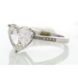 18ct White Gold Single Stone Heart Cut Diamond Ring 2.08