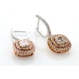 18ct Rose Gold Single Stone In Double Halo Setting Diamond Earring 1.68