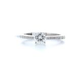 18ct White Gold Single Stone Claw Set With Stone Set Shoulders Diamond Ring 0.54 (0.14)