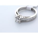 18ct White Gold Single Stone Claw Set With Stone Set Shoulders Diamond Ring 1.01 (0.41)