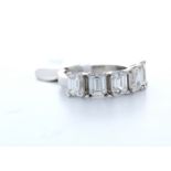 18ct White Gold Five Stone Emerald Cut Diamond Ring 3.50