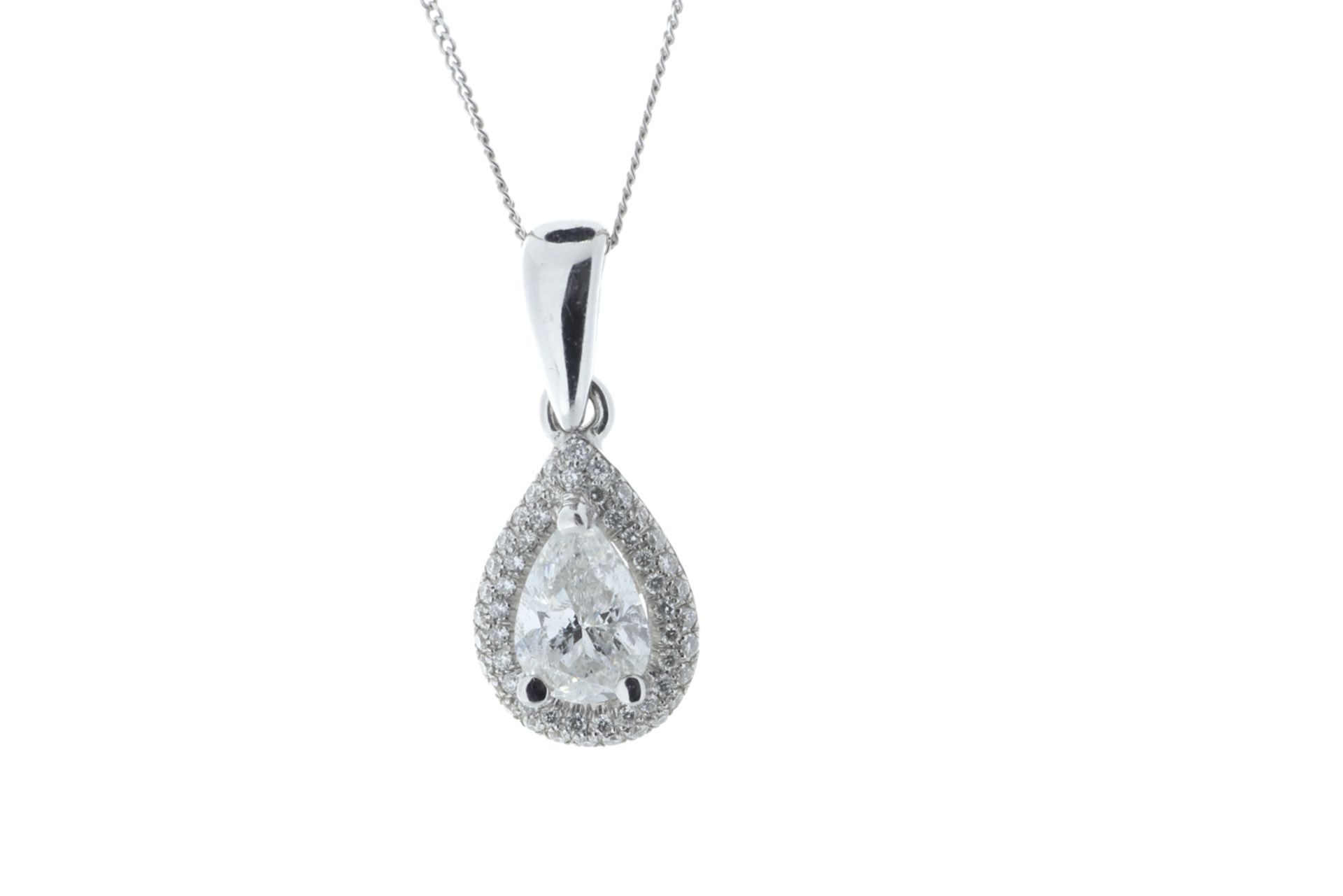 18ct White Gold Single Stone With Halo Setting Pendant 1.51 (0.29)