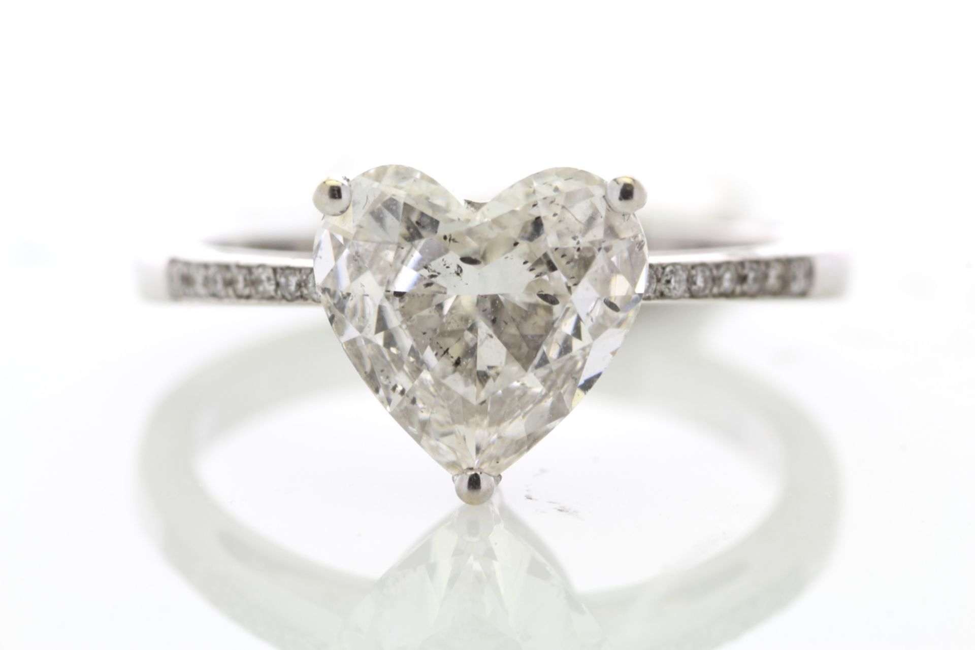 18ct White Gold Single Stone Heart Cut Diamond Ring 2.08 - Bild 2 aus 2