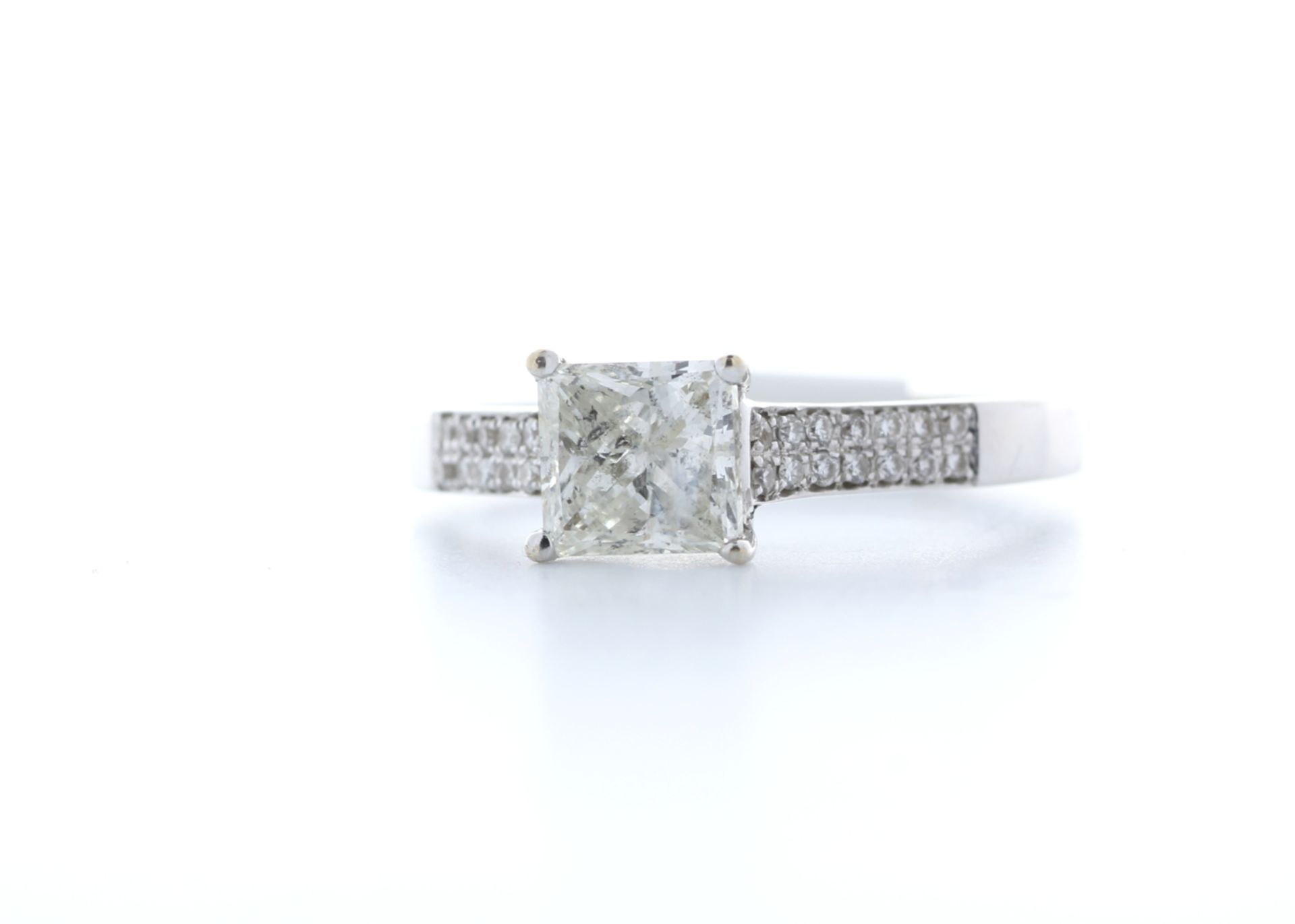 18ct White Gold Single Stone Princess Cut Claw Set With Stone Set Shoulders Diamond Ring 0.87 (0.13) - Bild 2 aus 2