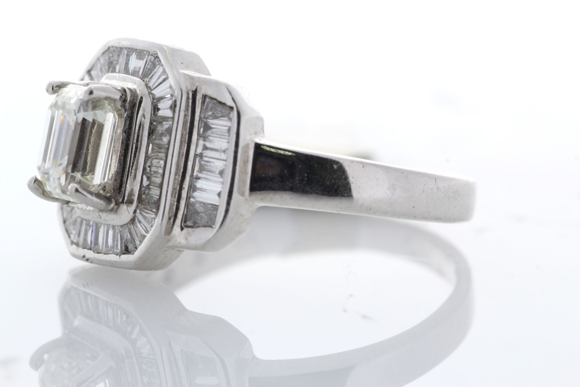 18ct White Gold Emerald Cut Bespoke Diamond Ring 2.02
