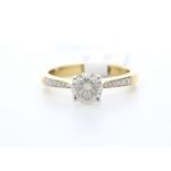 18ct Yellow Gold Single Stone Claw Set With Stone Set Shoulders Diamond Ring 1.01