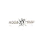18ct White Gold Single Stone Claw Set With Stone Set Shoulders Diamond Ring 1.00 (0.50)