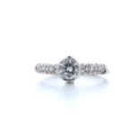 18ct White Gold Single Stone Set With Stone Set Shoulders Diamond Ring 0.56 (0.14)