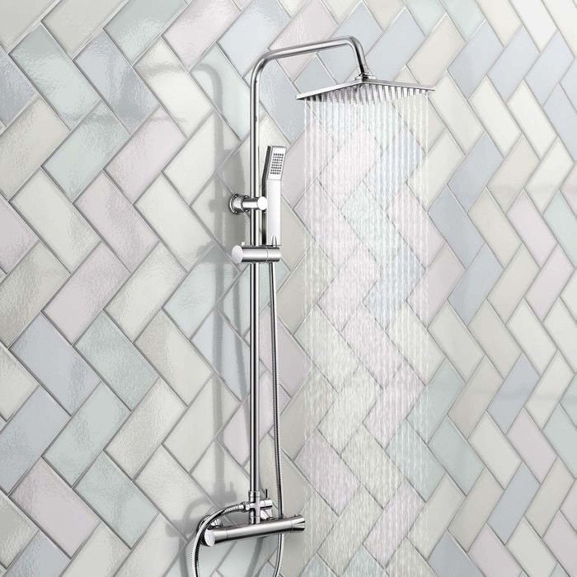 (A38) 200mm Square Head Thermostatic Exposed Shower Kit Hand Held. We love this because it - Image 2 of 3