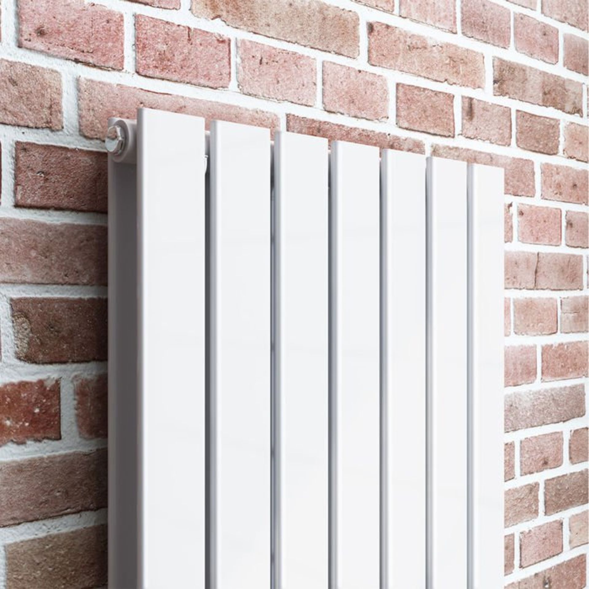 (Z170) 1800x532mm Gloss White Double Flat Panel Vertical Radiator. MRRP £499.99. Low carbon steel, - Image 3 of 4